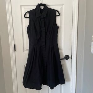 Loft black fit n’ flare button down dress